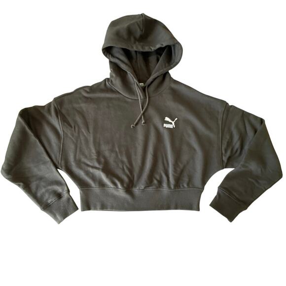NWT Puma Better Classics Cropped Hoodie Womens Size M in Black - Picture 2 of 13